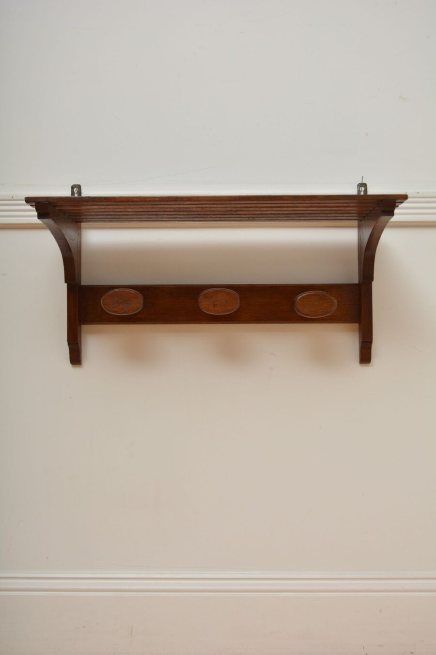 Vintage Oak Coat Rack Coat Hooks in Oak - Image 3