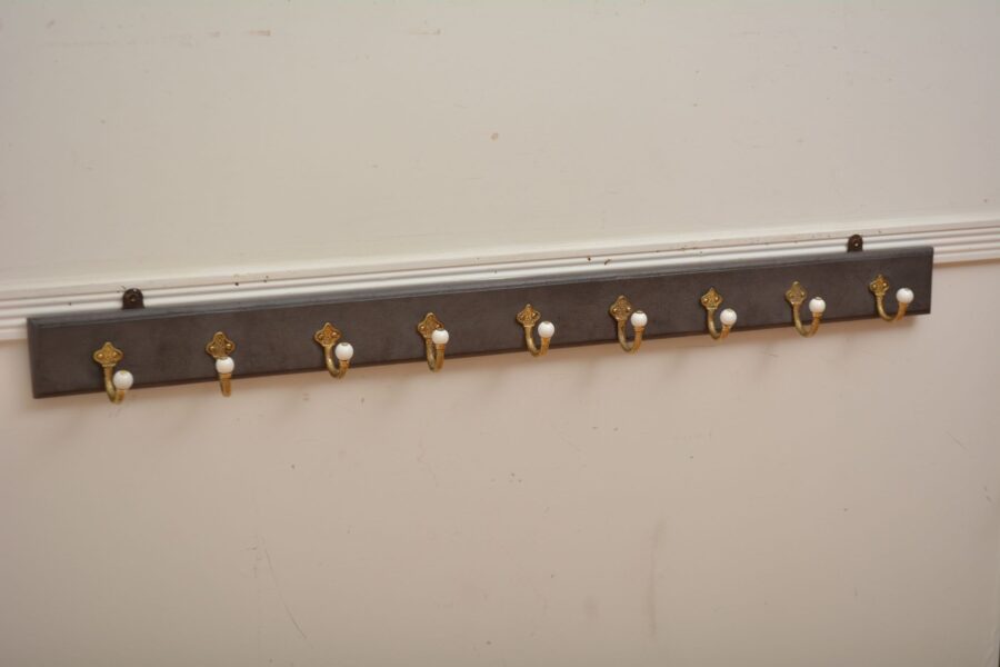 Victorian Brass and Ceramic Coat Hooks Coat Rack - Image 3