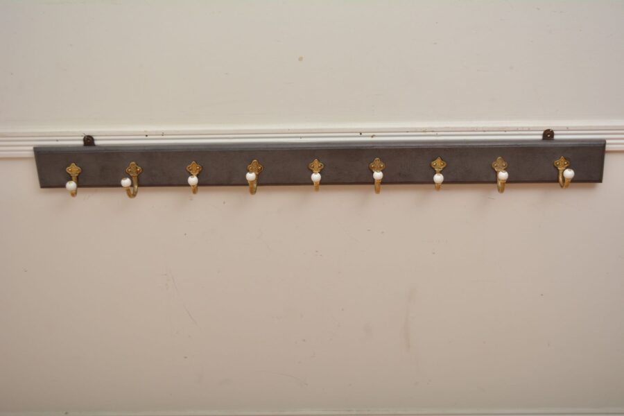 Victorian Brass and Ceramic Coat Hooks Coat Rack - Image 4