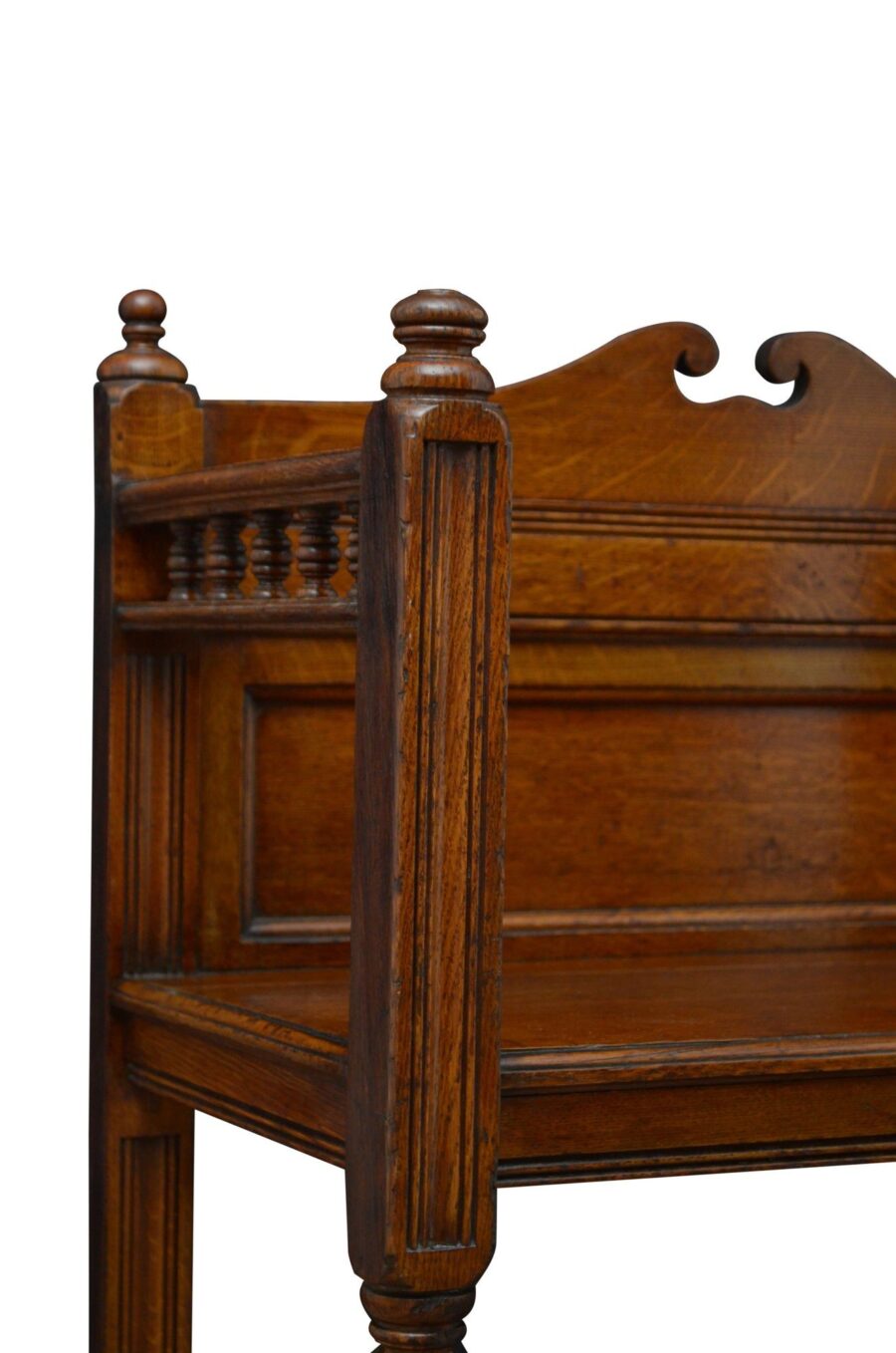 Victorian Solid Oak Hall Bench - Image 5