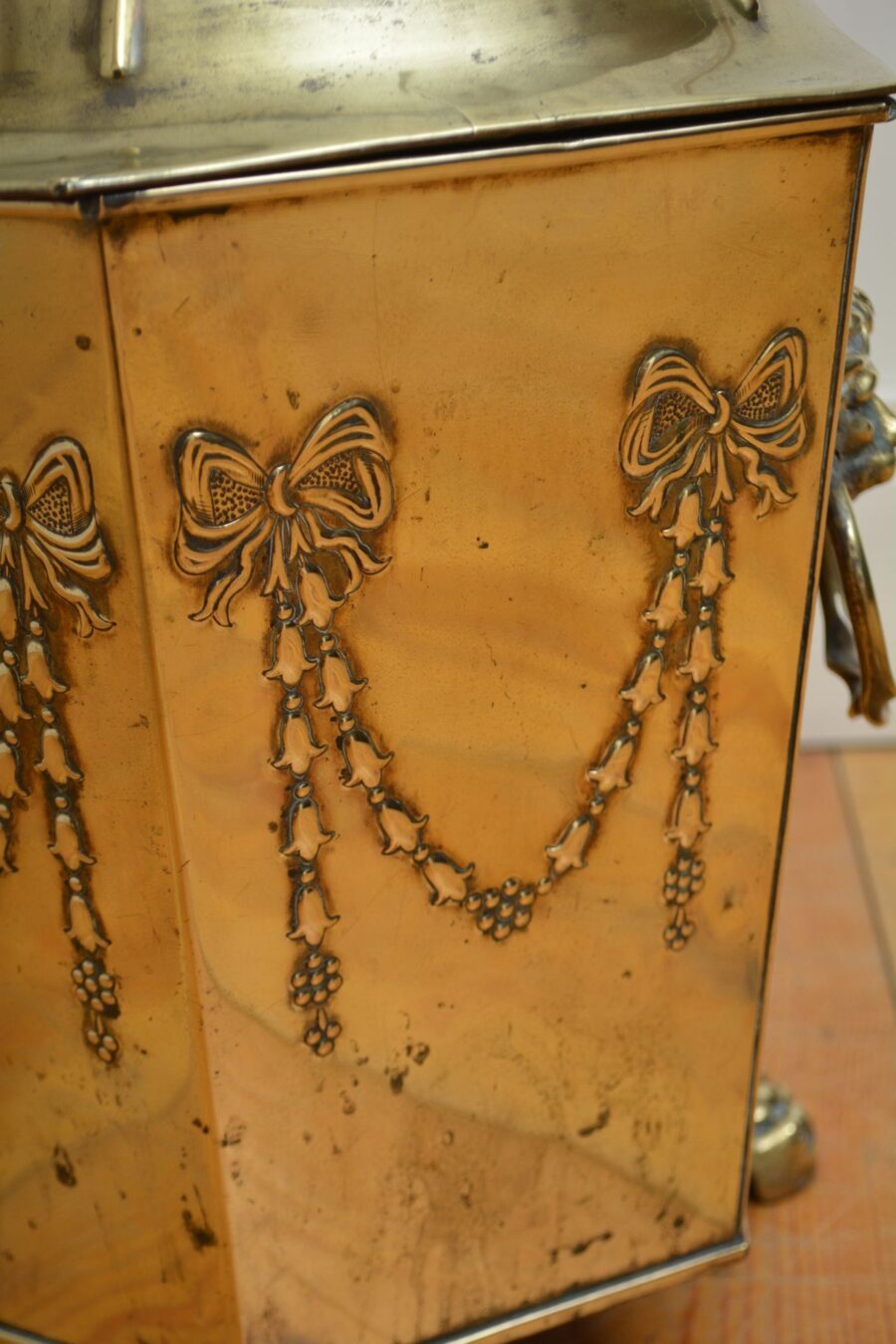 Edwardian Brass Coal Bin Plant Pot Planter - Image 5