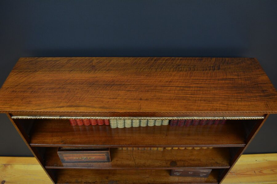 Victorian Walnut and Inlaid Open Bookcase - Image 6