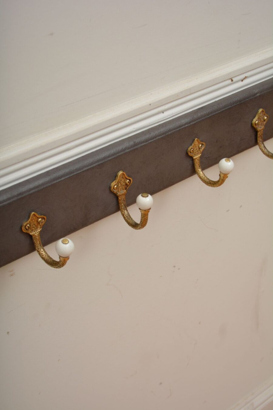 Victorian Brass and Ceramic Coat Hooks Coat Rack - Image 6