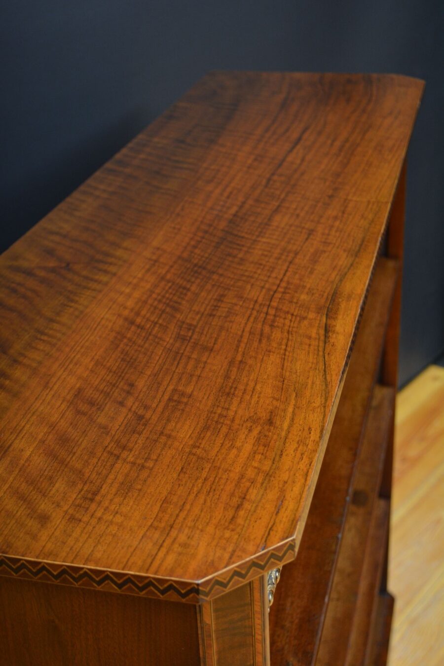 Victorian Walnut and Inlaid Open Bookcase - Image 7