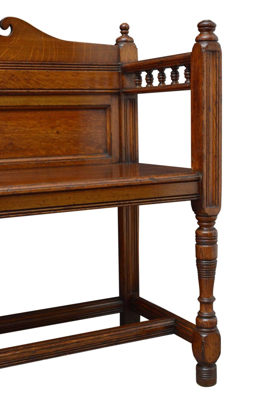Victorian Solid Oak Hall Bench - Image 7