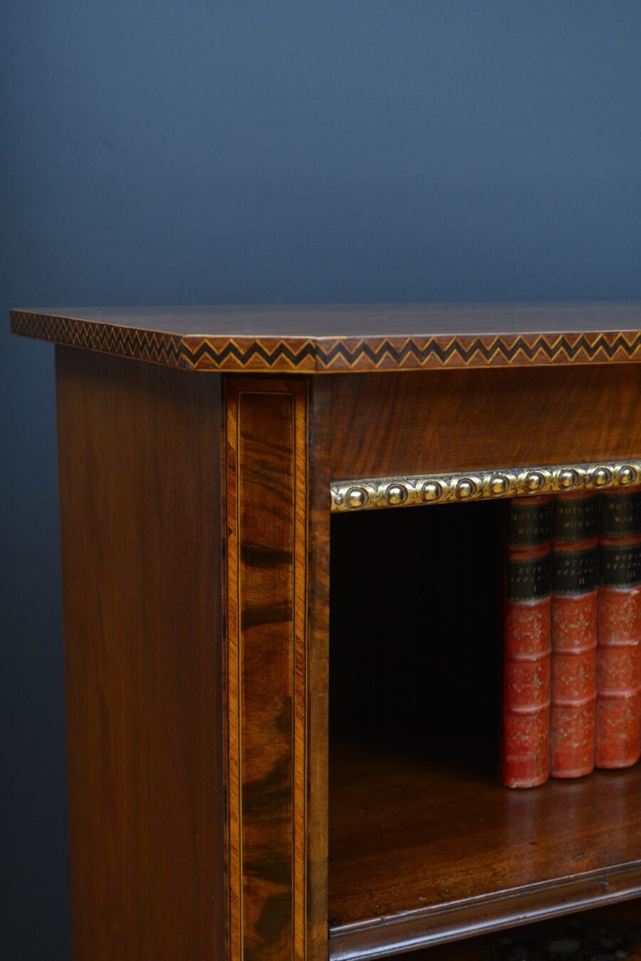 Victorian Walnut and Inlaid Open Bookcase - Image 8