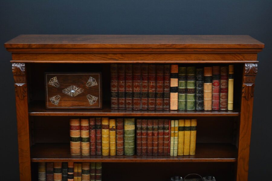 Late Victorian Figured Walnut Open Bookcase - Image 8