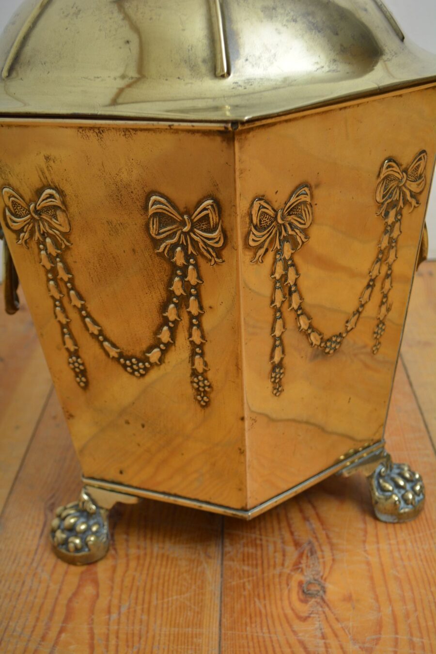 Edwardian Brass Coal Bin Plant Pot Planter - Image 8