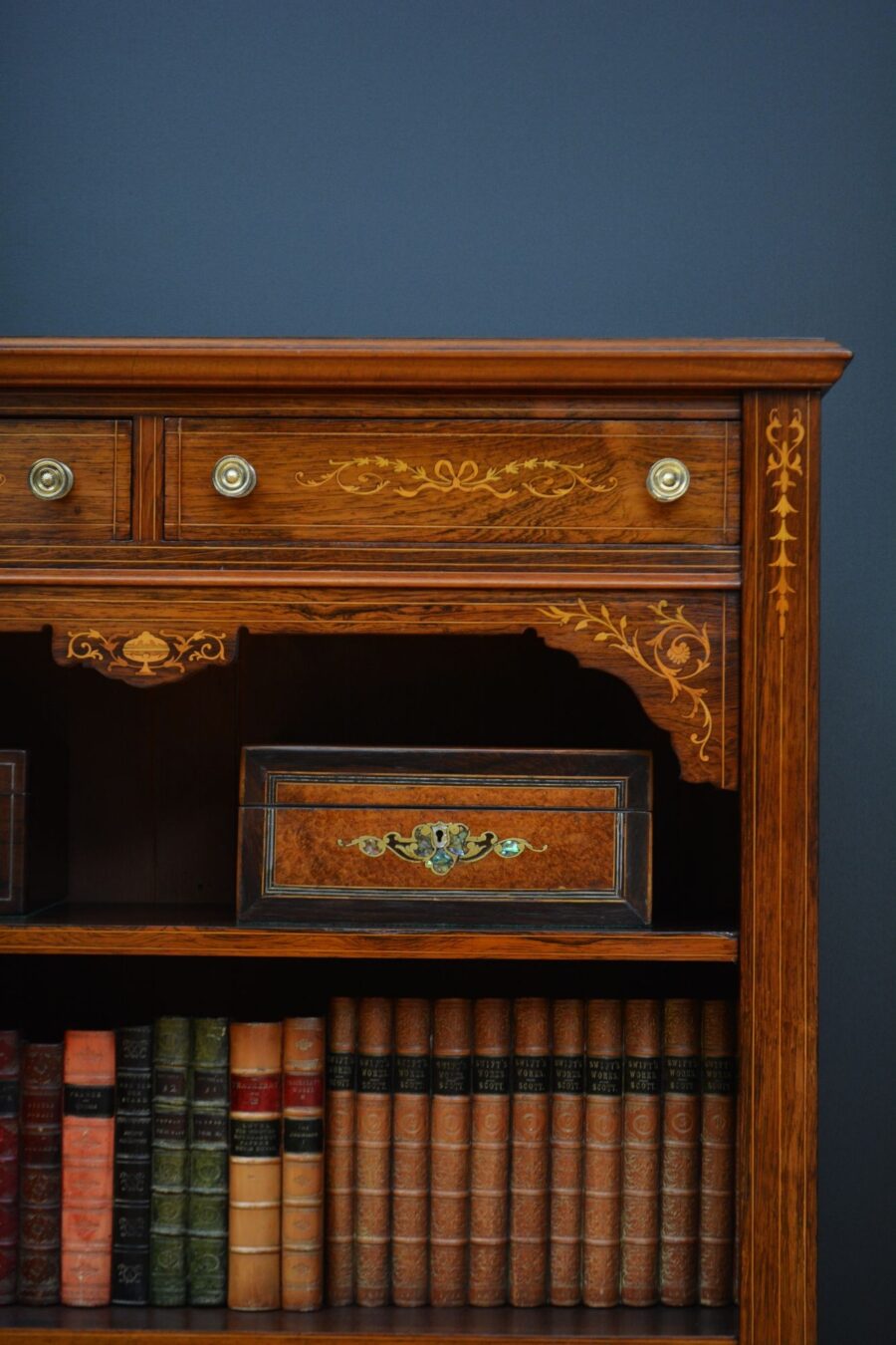 Edwardian Inlaid Open Bookcase in Rosewood - Image 8