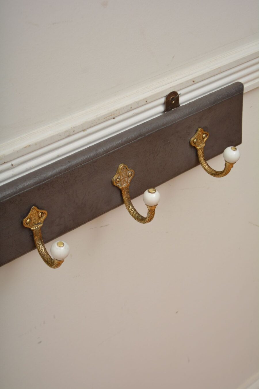 Victorian Brass and Ceramic Coat Hooks Coat Rack - Image 8
