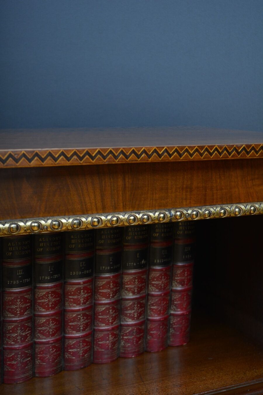 Victorian Walnut and Inlaid Open Bookcase - Image 9