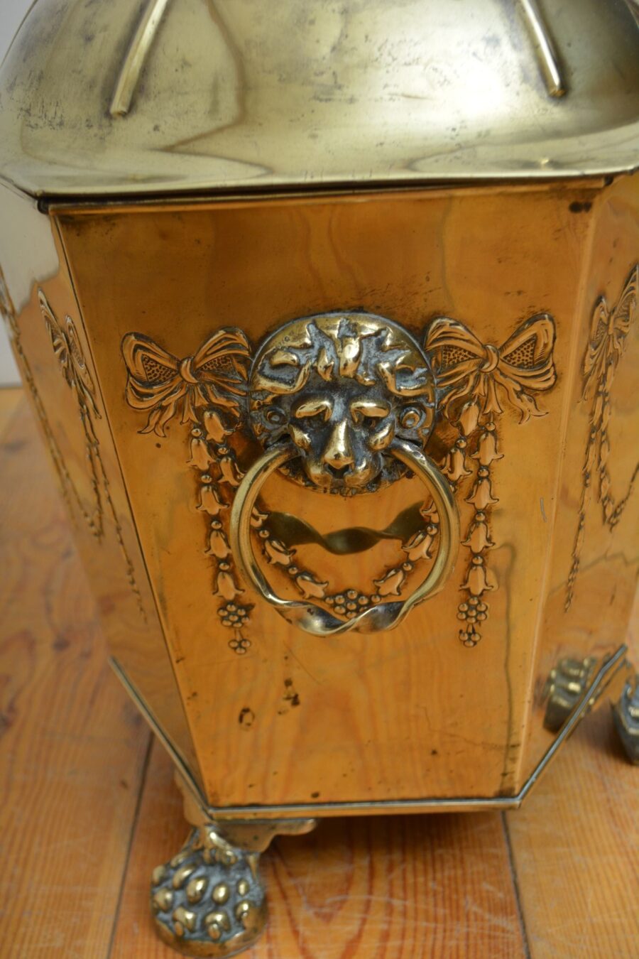 Edwardian Brass Coal Bin Plant Pot Planter - Image 9