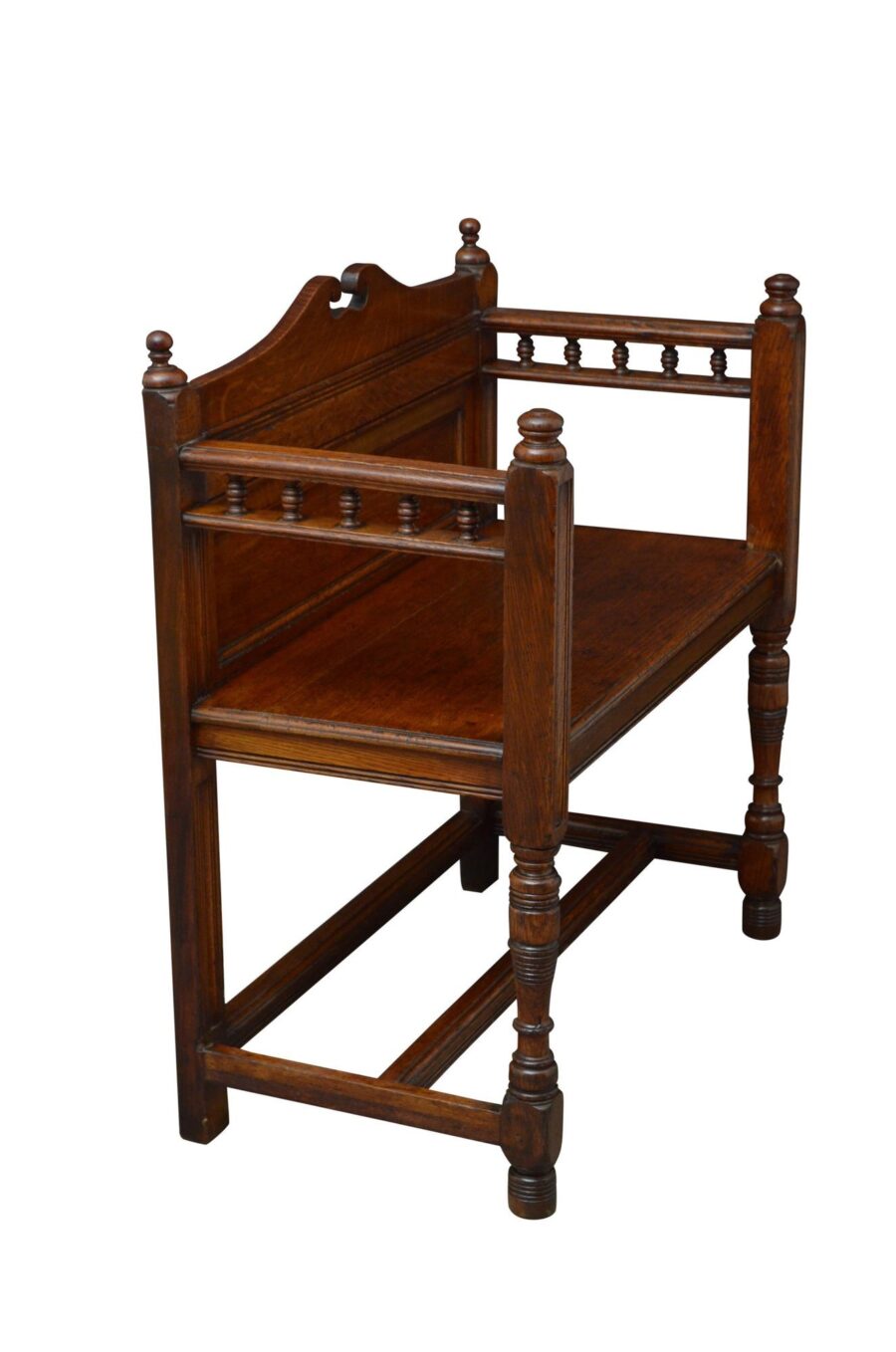 Victorian Solid Oak Hall Bench - Image 10