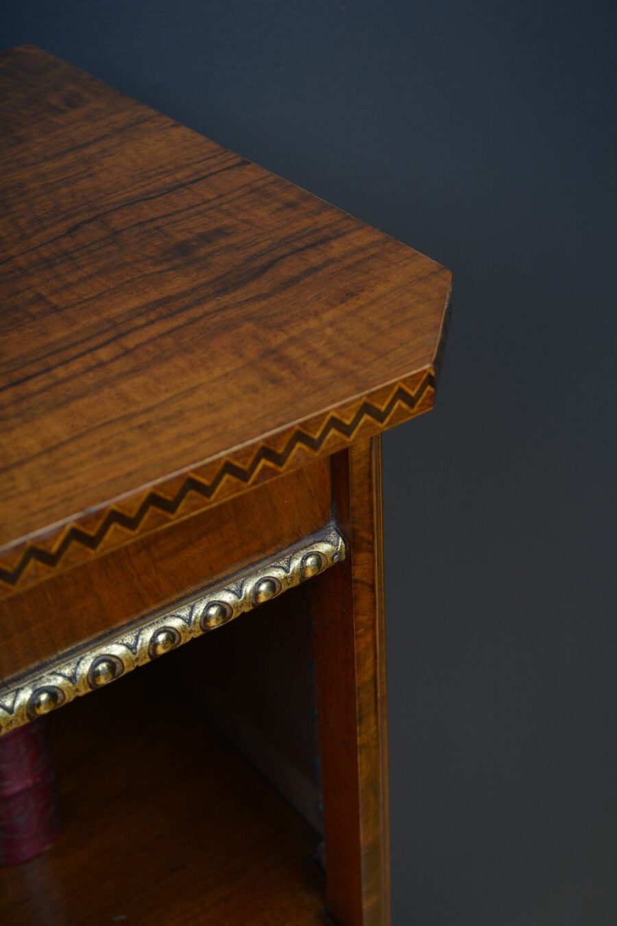 Victorian Walnut and Inlaid Open Bookcase - Image 10