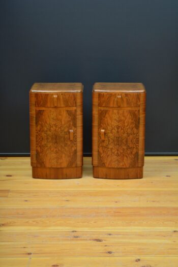 Pair of Art Deco Bedside Cabinets in Walnut