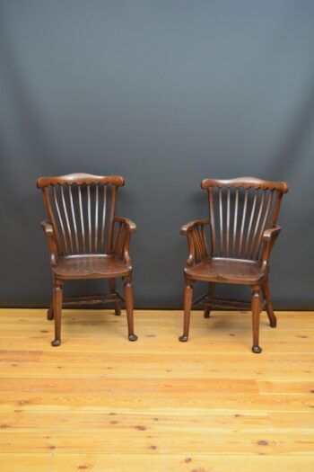 Pair of Late Victorian Elbow Chairs / Office Chairs