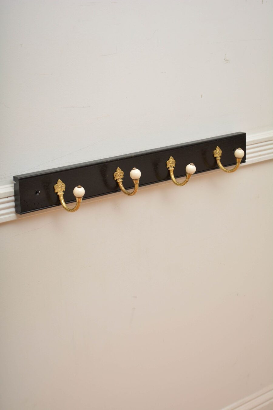 Pair Of Ebonised Brass And Ceramic Coat Rack Coat Hooks - Image 11