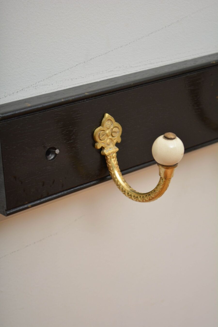 Pair Of Ebonised Brass And Ceramic Coat Rack Coat Hooks - Image 14