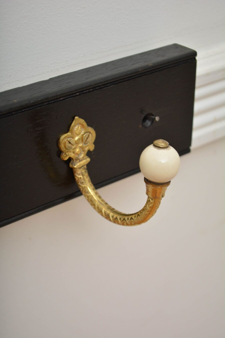 Pair Of Ebonised Brass And Ceramic Coat Rack Coat Hooks - Image 17