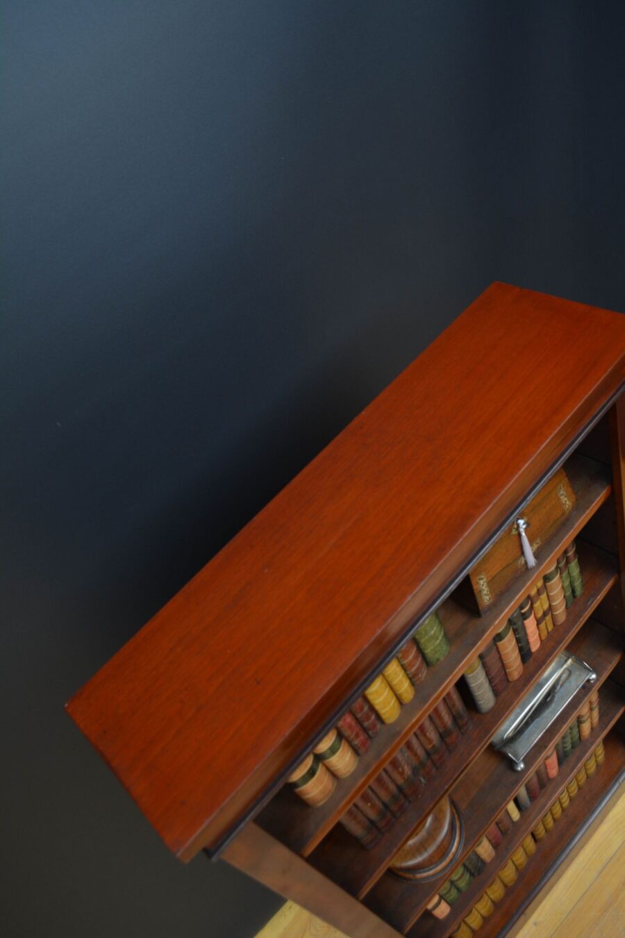 Tall and Slim Victorian Mahogany Open Bookcase - Image 6