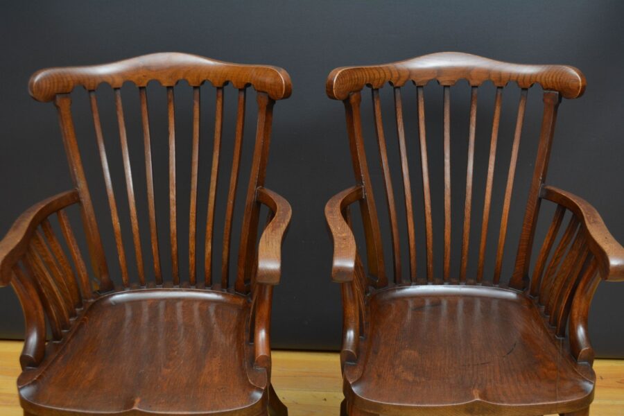 Pair of Late Victorian Elbow Chairs / Office Chairs - Image 9