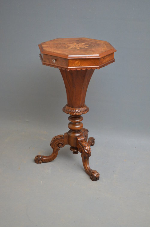 Victorian Trumpet Work Table in Walnut