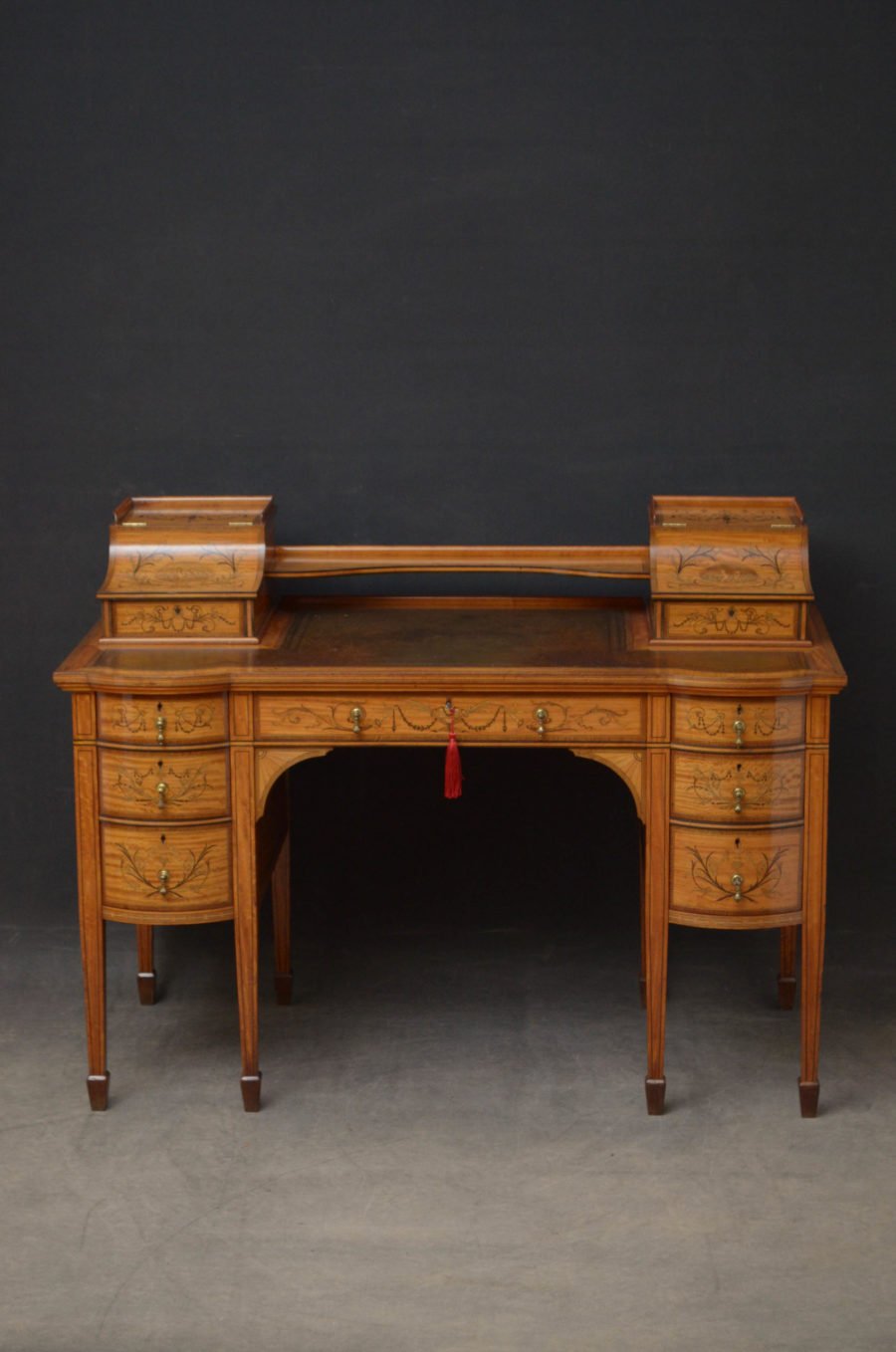 Late Victorian Carlton House Desk in Satinwood