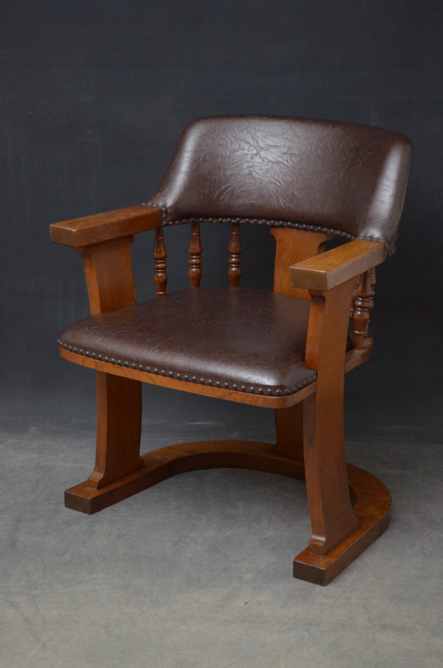 Unusual Arts and Crafts Oak Desk Chair