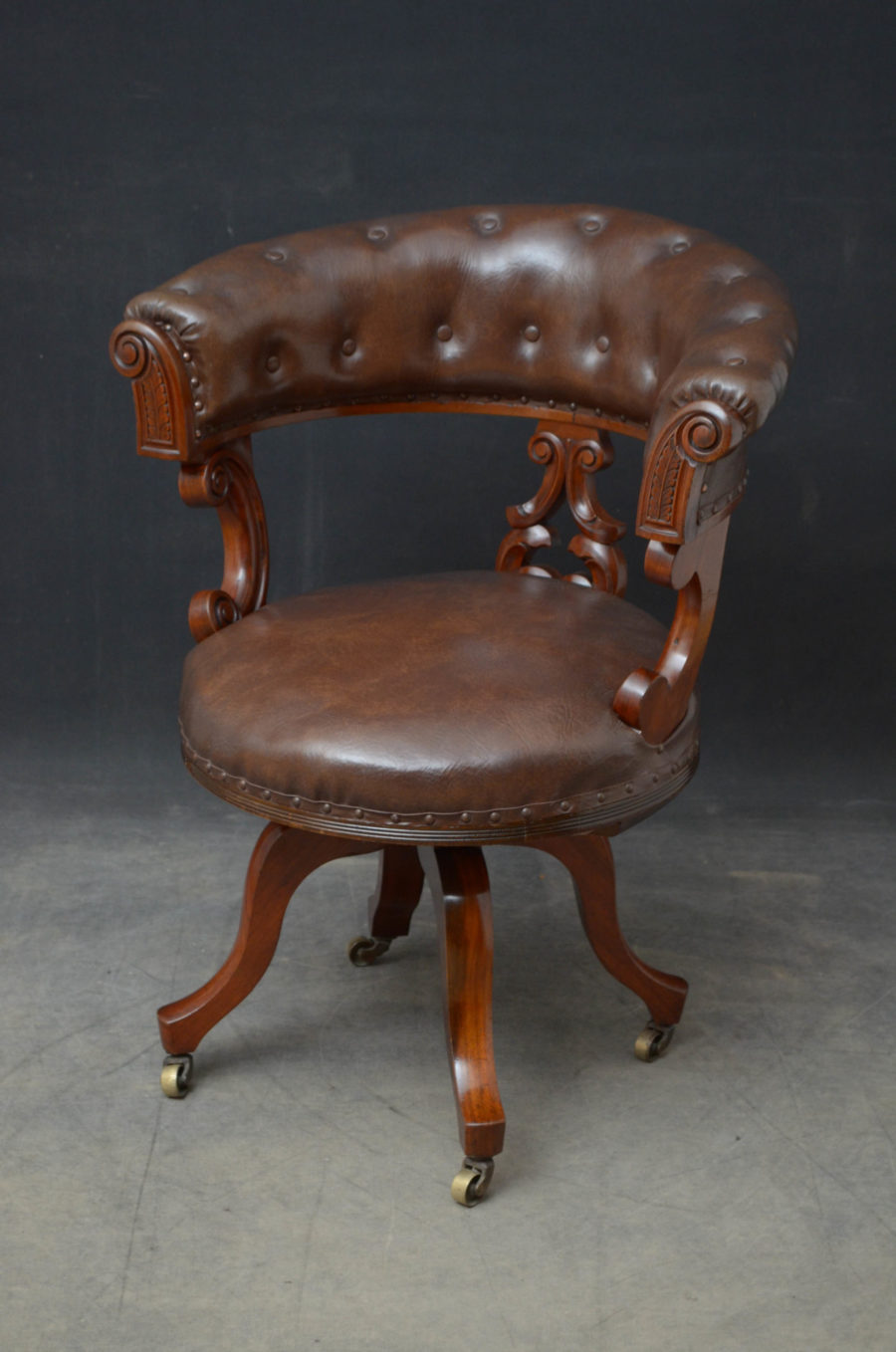 Victorian Walnut Revolving Desk Chair
