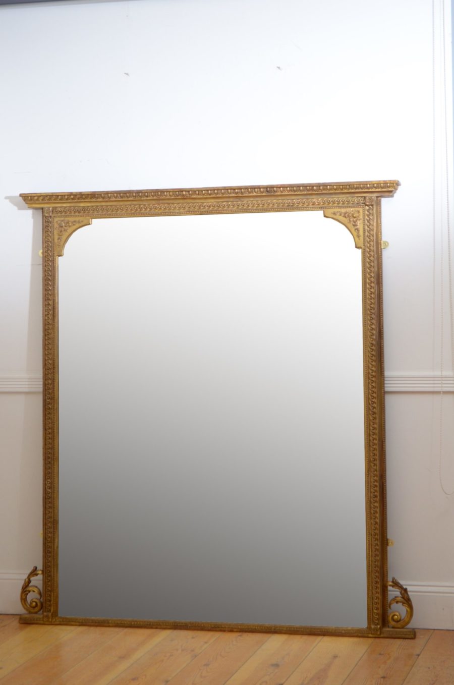 Large English Giltwood Overmantel Mirror H162cm